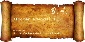 Blocher Adeodát névjegykártya